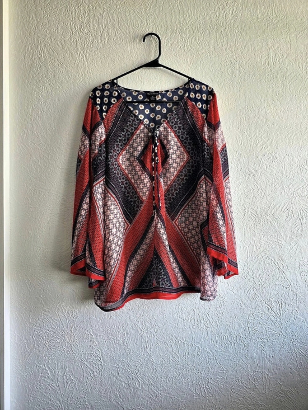 Cottagecore New Directions Geometric Tunic in Red & Blue Size XL